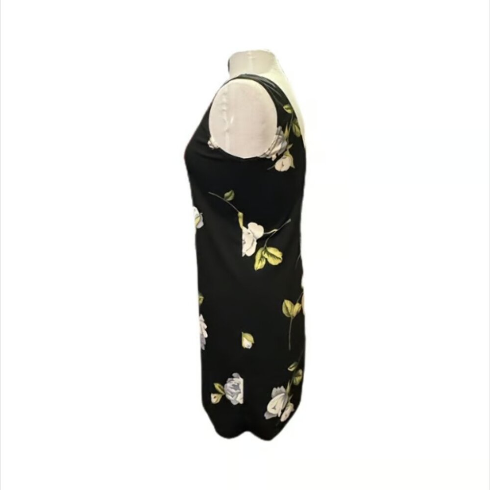 Gas & Co White Black Green Sleeveless Floral Mini Tailored Dress Quality Medium - Picture 4 of 12